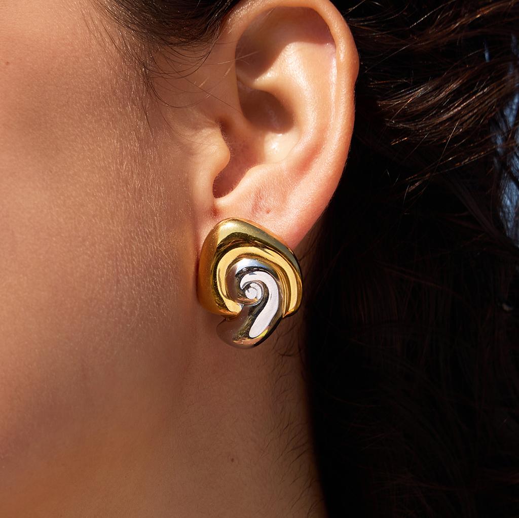 Youthway Mixed Color Spiral Stud Earrings For Women Minimalist 18K Gold PVD Plated Stainless Steel Earrings Fashion Jewelry Gift