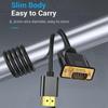 HDMI To VGA Cable, 5m, Metal, Black, 1080P 60Hz, Male To Male