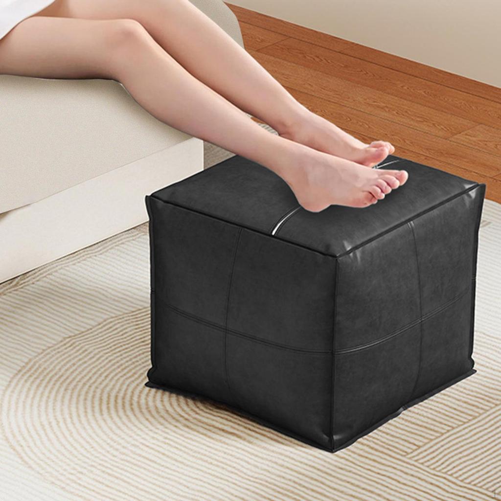 PU Leather Ottoman Cover for Foot Rest 45x45x40cm Storage Solution Bedroom
