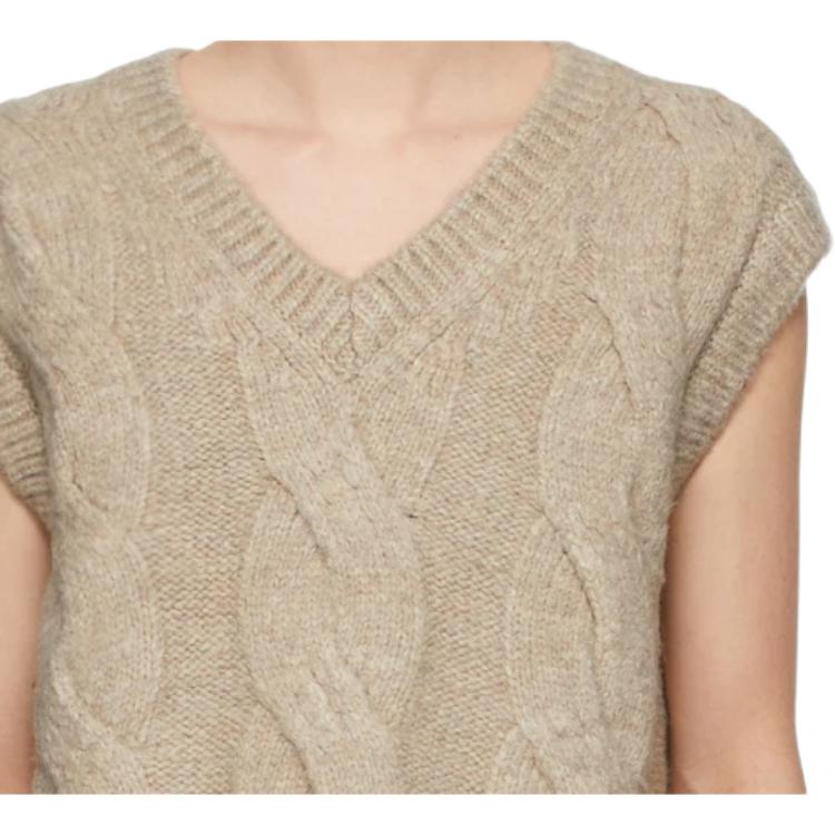 WE11DONE V-Neck Cable Knit Sleeveless Vest Unisex vests Camel WD-KV8-20-090-U-BG