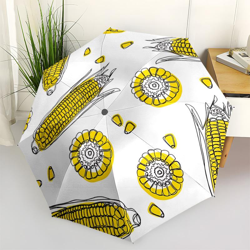 1pc Corn Illustration Automatic Open/Close Umbrella - Compact Travel Umbrella, Gift for Birthdayyy251208183