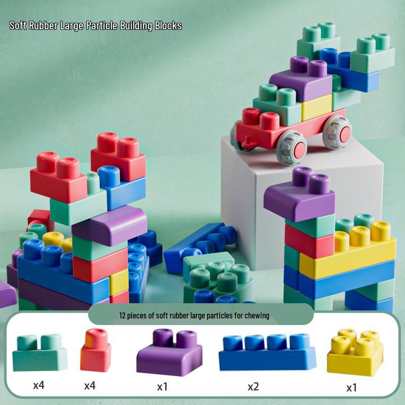 Large Soft Rubber Building Blocks - Educational Toys for Babies & Kindergarten