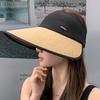 Straw enlarged brim vinyl empty top hat children spring and summer leisure outdoor face covering sun protection hat versatile bucket hat