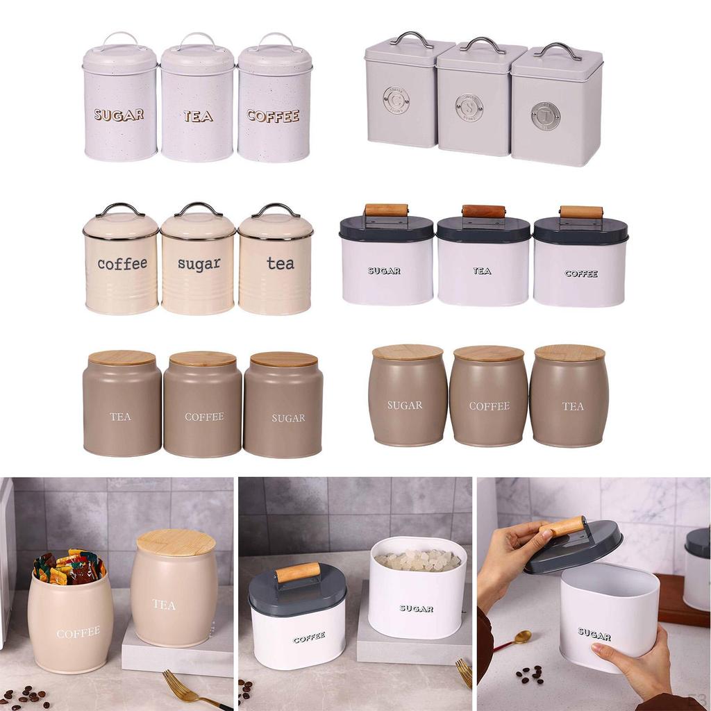 3 Stück Lebensmittelaufbewahrungsbehälter Eisenbehälter Schrankflaschen Organizer Küchenkanister für Zuhause