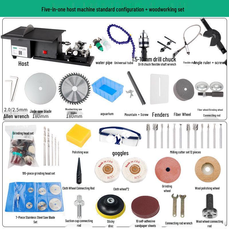 VDN1850W Jade Grinding & Cutting Machine: Multifunction Small Bench Grinder, Engraver, Table Saw, and Polisher.