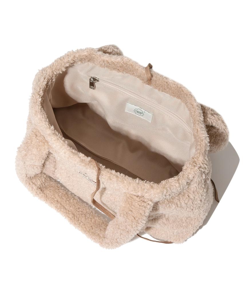 Covernat Woman Clover Heart Fluffy Medium Tote Bag Beige