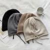 Ear Protection Drawstring Wool Cap Sweet Solid Color Pullover Hat Winter Knitted Cap  Autumn/Winter