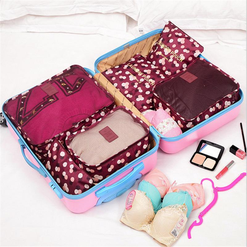 Korean Style 6-Piece Travel Organizer Set and Makeup Bag