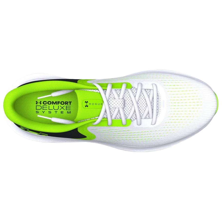 Under Armour Rogue 5 White Black Hyper Green Men Sneakers 3028256-101