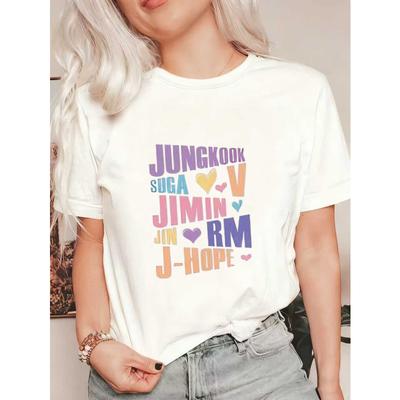 Oversized T Shirt Black Jungkook Suga V Jimin Jin Rm J Hope Kpop Band Members Names And Hearts Print Casual Streetwear For Women  Unisex Fashion Top