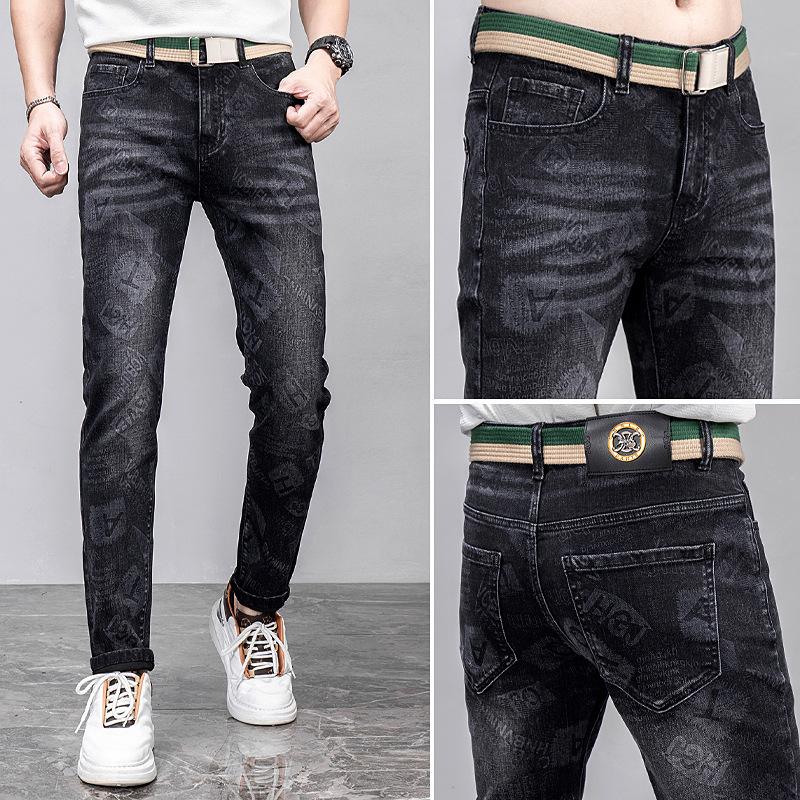 New European And American Style Men'S High-Quality Trendy Embroidered Jeans With Slim Fit And Hot Diamond Fashion Denim Pants