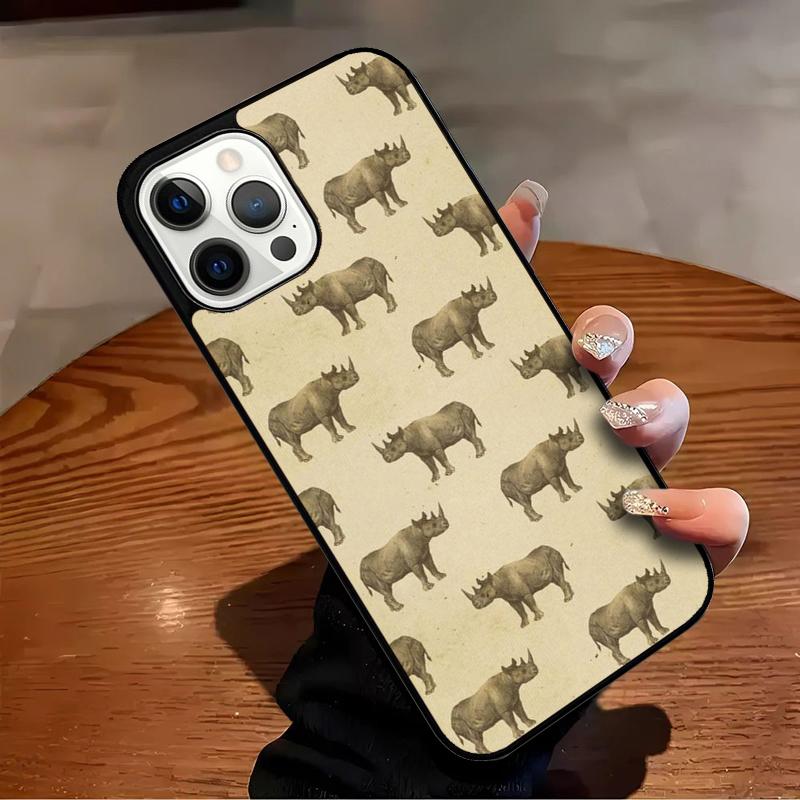 Tier Nashorn Handyhülle Für iPhone 17 Air 16 15 14 13 12 11 Pro Max Max Plus Bumper Hülle Abdeckung