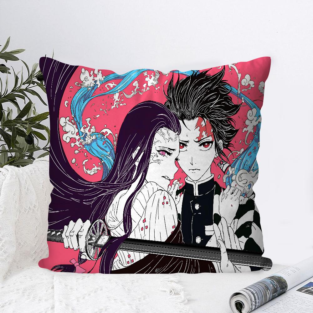 Anime Demon Slayer Kimetsu Pillow Case Square Pillow Bedroom Sofa Leisure Comfort Cushion Car Living Room Home Decoration