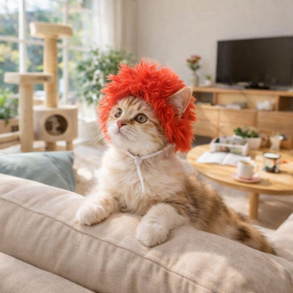 Polyester Pet Cat Wigs Cartoon Dog Hairpiece Party Dress-Up Dog Cosplay Hat  Photo Props