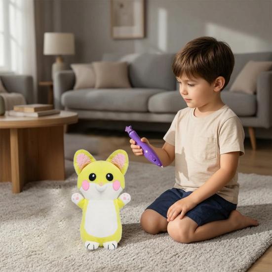 Glow in The Dark Stuffed Animal Toy with Light Pen Luminous Fox Rabbit Bear