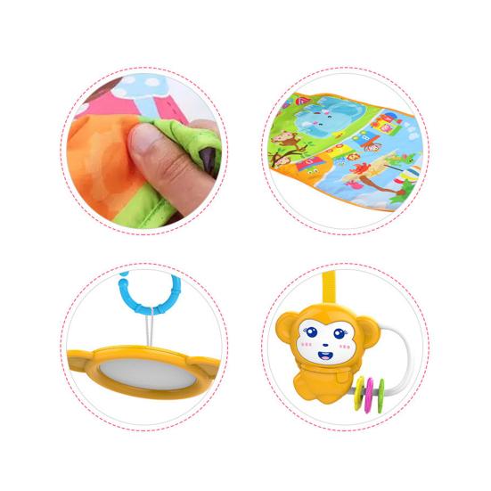 Baby Play Mat with Hanging Rattle Toy Light & Music Crawling Mat Kids Activity Gym Fitness Play Piano Game Blanket Early Educational Musical