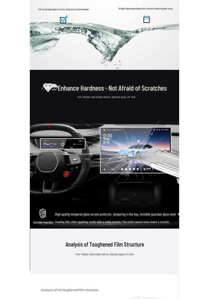Tempered Screen Protector for Xiaomi SU7: Fits 26 New Gen Models, Center Console & Navigation Dash
