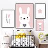 Rabbit Bunny Giraffe Star Posters Prints Nursery Wall Art Bedroom Picture Animal Canvas Painting Nordic Kid Baby Girl Room Decor