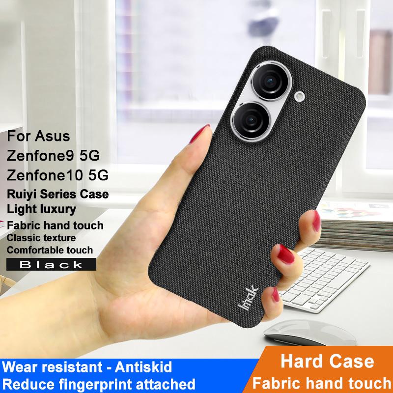 

IMAK Ruiyi Series for Asus Zenfone 9 5G/Zenfone 10 5G Cloth Texture Phone Case PU Leather Coated PC Cover Black