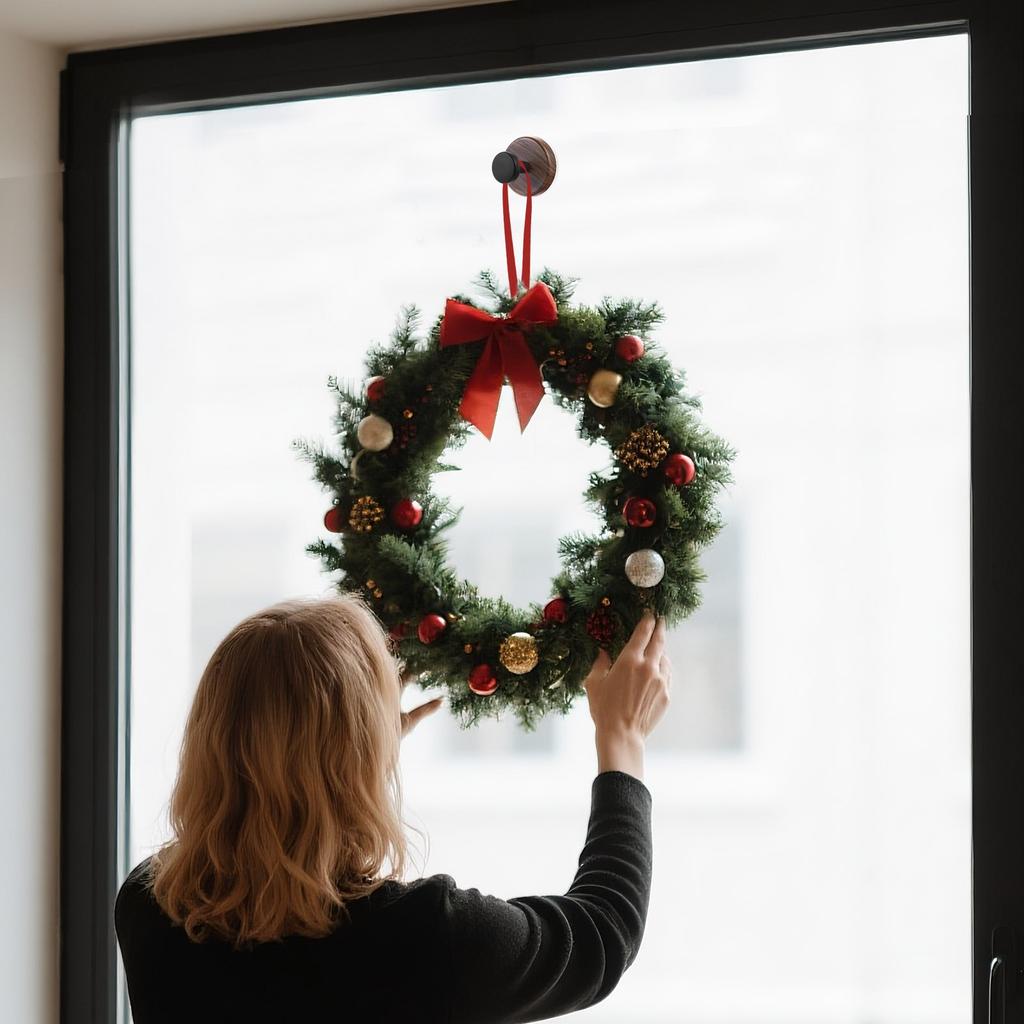 2/4 Pack Wreath Hanger For Front Door, Heavy Duty Suction Cup Hook For Glass Window/Over Door/Outdoor, Christmas/Thanksgiving/Halloween/Easter/Valent