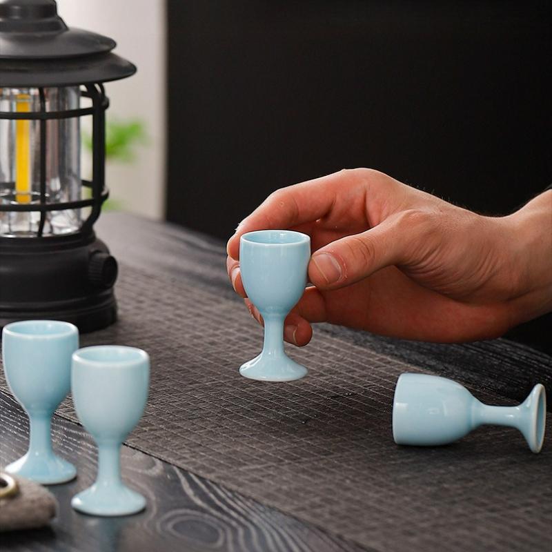 Chinesischer Stil Keramik Ein Topf Sechs Tassen Wein Set Haus Küche Trinkgeschirr Weinkanne Weinausgießer Bar Barzubehör Baijiu Tasse Geschenk Neu