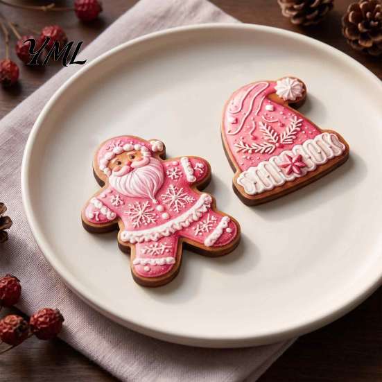 Sweet Style Christmas Party Supplies 12/24/36Pcs Pink Gingerbread Wooden Ornaments, Xmas Tree Hanging Decorations, Decorative Wood Shapes for Festive