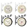 Double Sided Wall Clock Home Decor 12 Hours Display Mute Hanging Station Clock for Indoor Outdoor Lobby Home Garden Kitchen