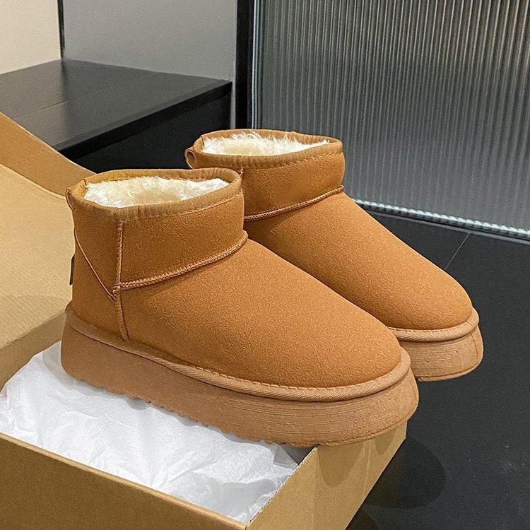 Dámské zimní zateplené sněhule s měkkou podrážkou velkých velikostí, s kožešinou, jednodílné, kotníkové boty s polstrovanou podšívkou, protiskluzové, turistické, sportovní, bavlněné boty