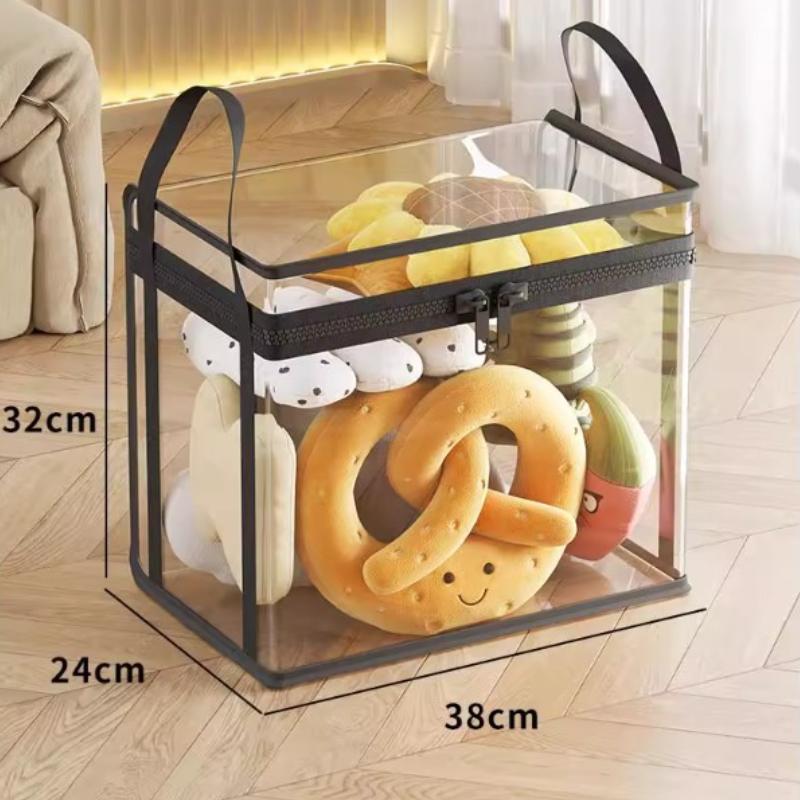 Plush Doll Storage Bucket Transparent Organizing Box-Large Capacity Container for Stuffed Animals Dolls & Plush Toys storage box
