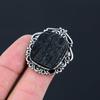 925 Silver Black Tourmaline Rough Stone Stackable Boho New Ring Jewelry Size 7.5