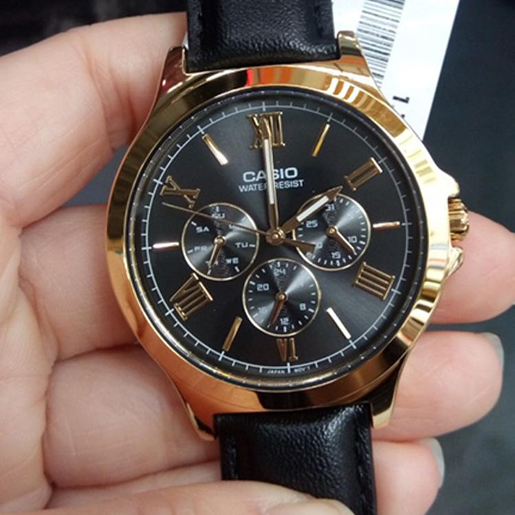 Casio Standard Series Classic Minimalist Stylish Black Watch Quartz Movement Leather Strap Men watches MTP-V300GL-1A