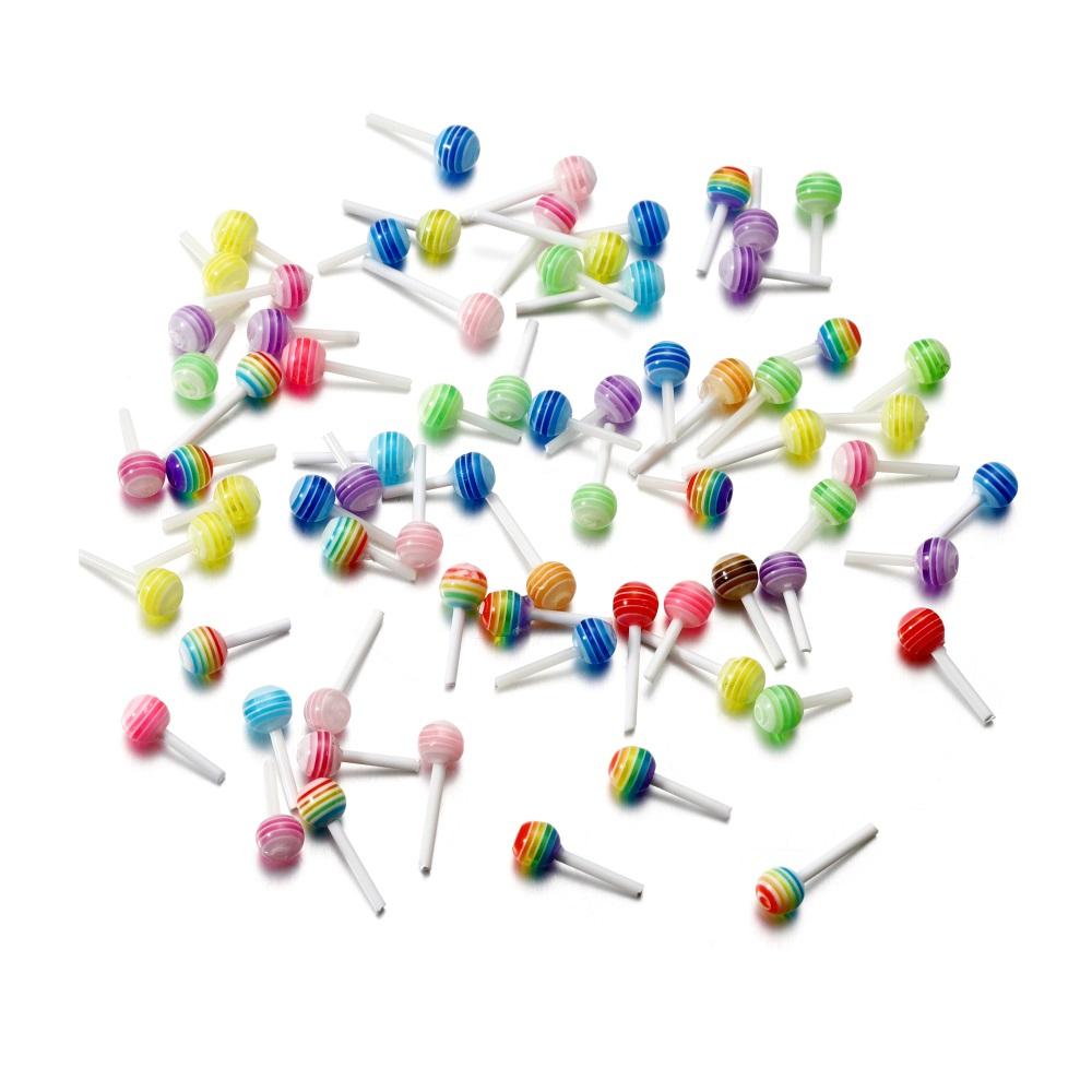 50Pcs/Lot 14x6mm Colorful Acrylic Lollipop Charms Pendants for DIY Earrings Necklace Jewelry Making Accessories Supplies