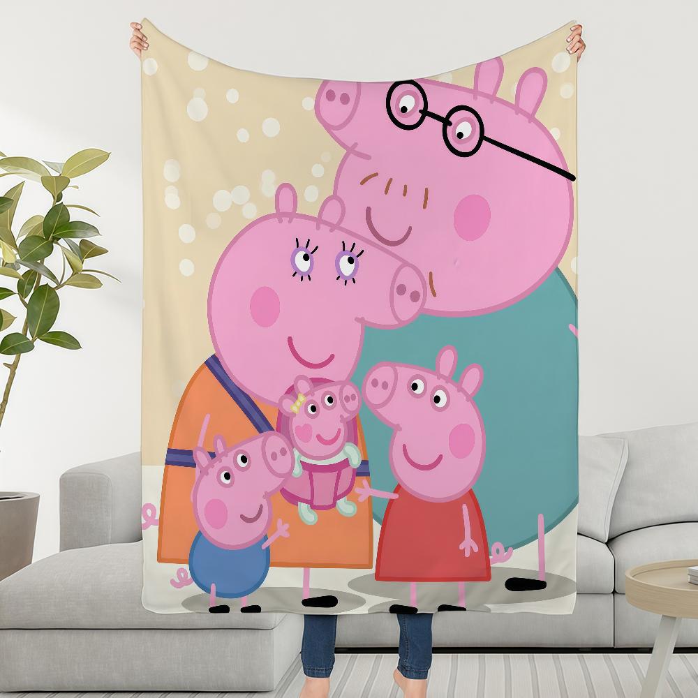 P-PeppaS-ES Blanket Throw Super Cosy Plush Living Room Sofa Couch Childish Birthday P-PigS Gifts