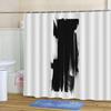 1Pc Modern Abstract Black And White Print Shower Curtain - Polyester, Minimalist Art Design With Hooks, Machine Washable