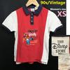 90s Vintage Disney Store Goofy Embroidered Short Sleeve Polo Shirt Women XS Red Navy White