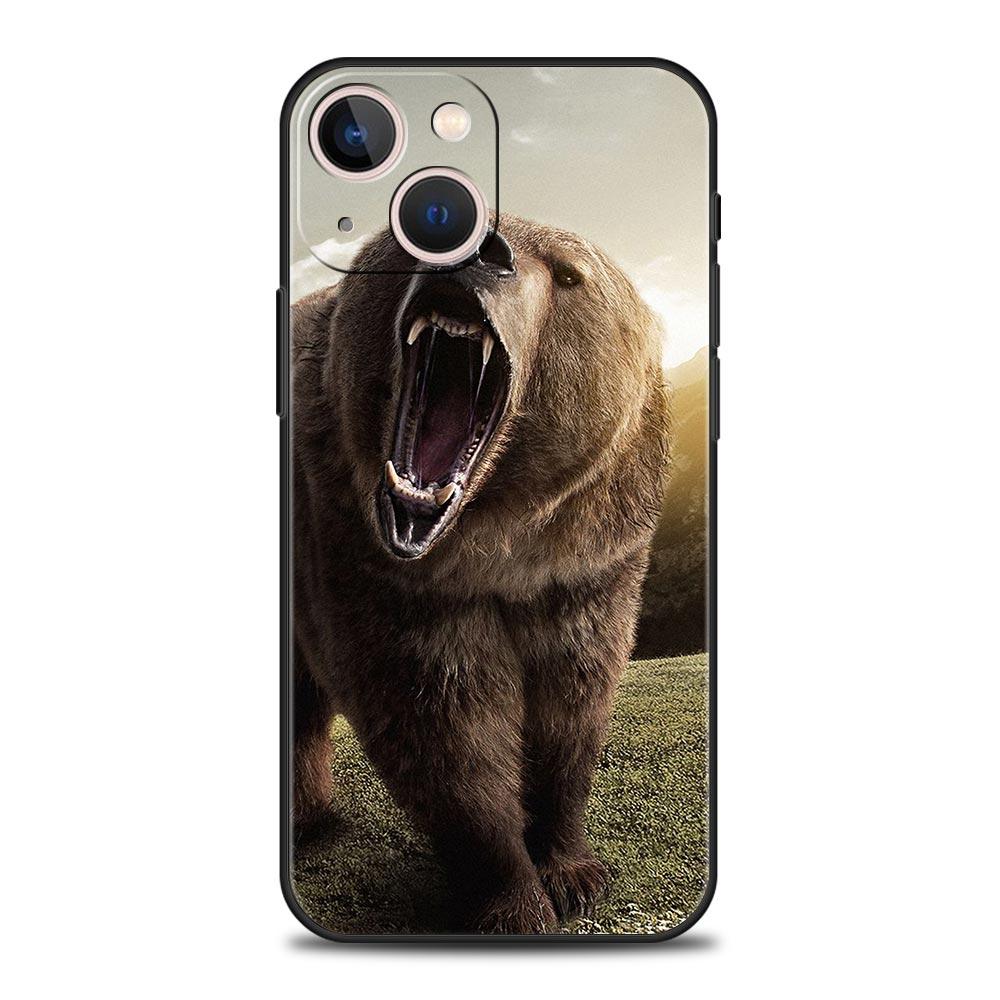 Lustige Just Relax Brown Bear Luxus-Telefonhülle für iPhone 13 15 14 12 11 Pro MAX XR X SE XS 7 8 Plus Weiche schwarze Silikonhülle