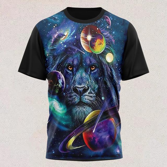 New T Shirt Full-color Tiger Head Short-sleeved Cool T-shirt Round Neck 3d Printed Casual Short-sleeved Shirt Oversized Clothing