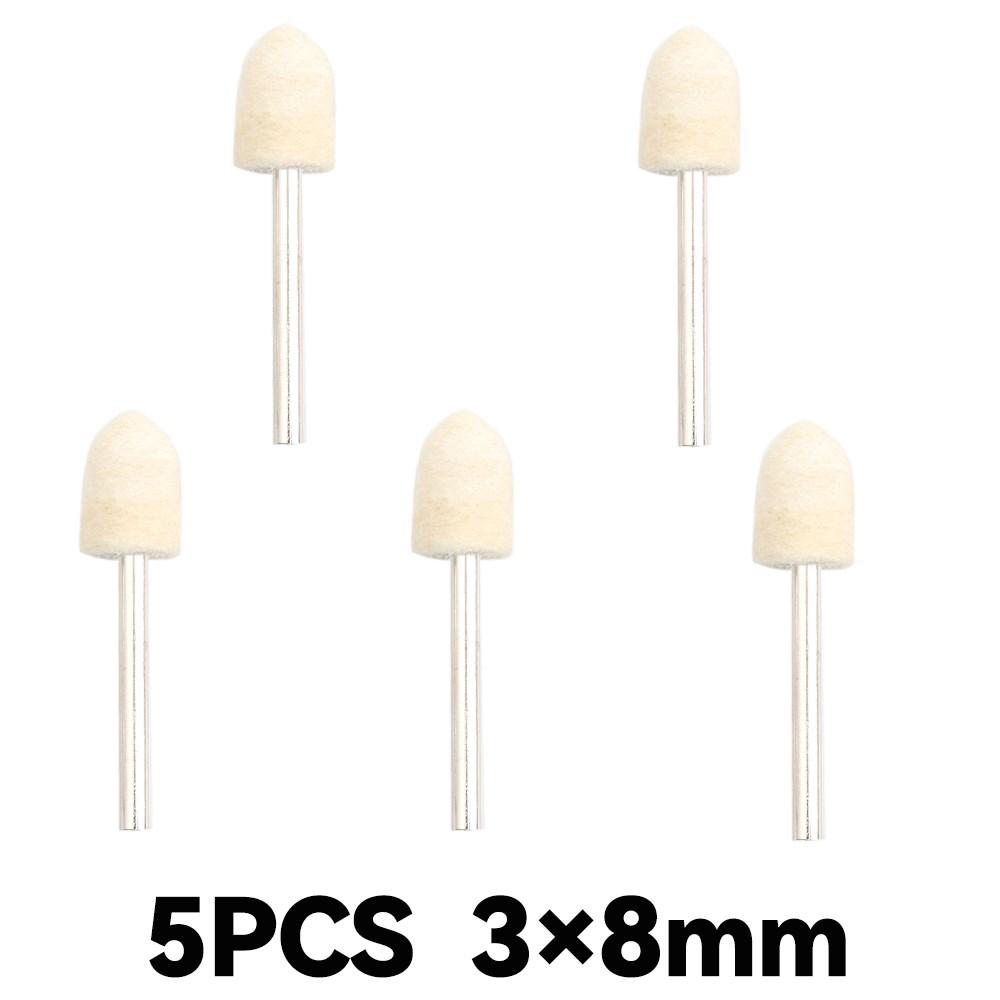 10Pcs/5Pcs Wool Felt Mounted Polishing Buffing Wheel OD 3-10mm Grinding Head for Dremel Drill Rotary Tool 3mm Shank