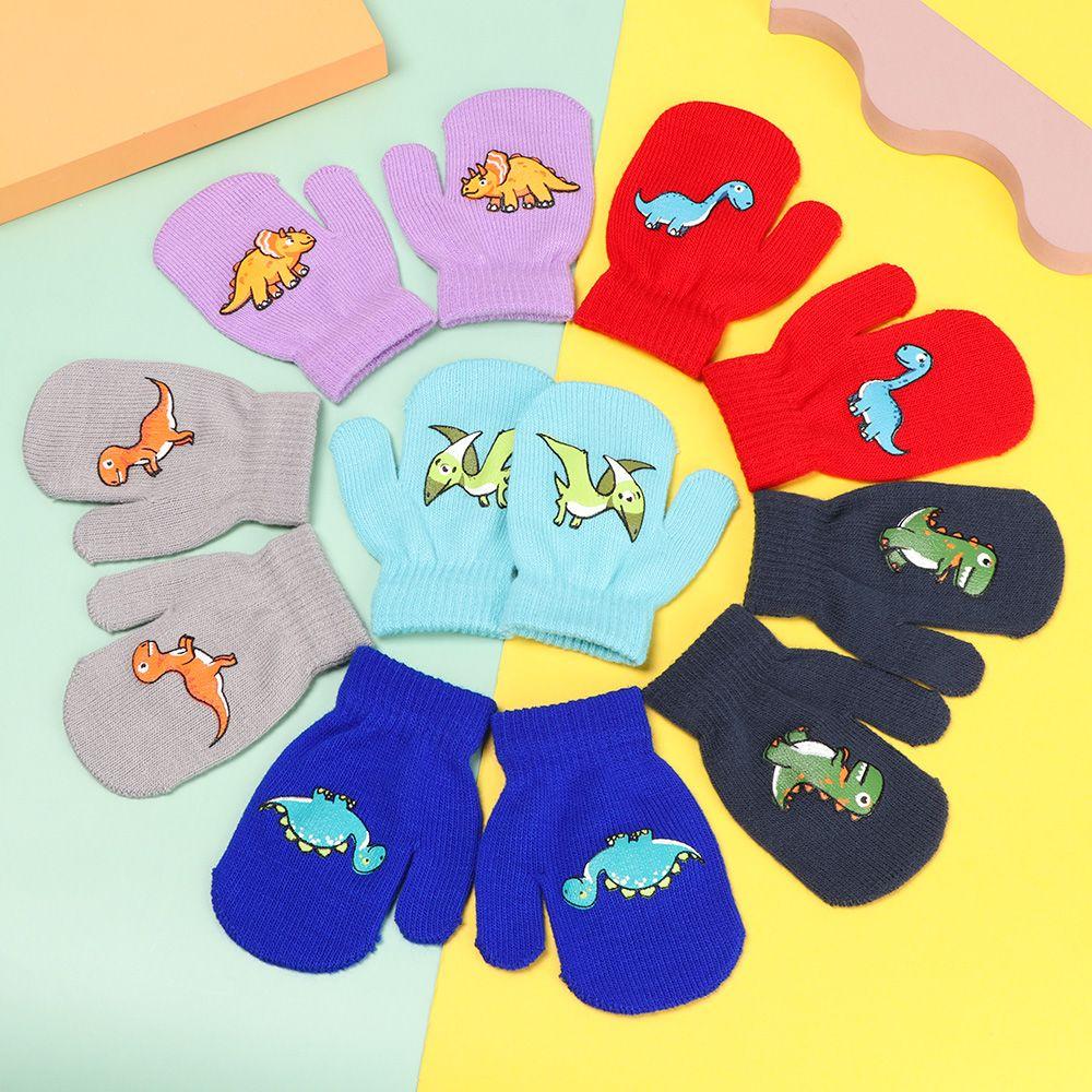 Children Sports Dinosaur Winter Warm Baby Mittens Full Finger Kids Gloves Thickened