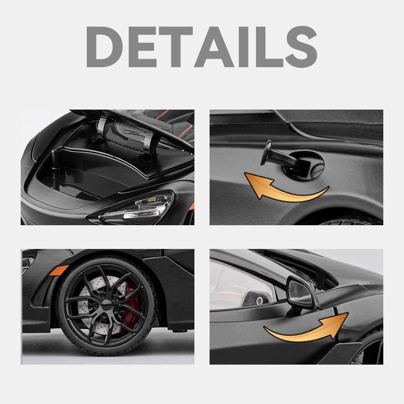 1/18 McLaren 720S Supercar Sports Car Alloy Metal Diecast Model Car Sound & Light Pull Back Collection Hobby Decoration Present