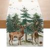 Christmas Table Mat Linen Print Santa elk Table Runner Christmas Decor Snowman Xmas Tree Pattern Tablecloth Home Xmas Ornaments