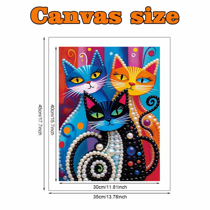 DIY Abstract Cat Pearl Diamond Art Kits Without Frame 30x40cm Gem Art Diamond Painting Kits for Adults/Beginners Gift Idea Home Wall Decor