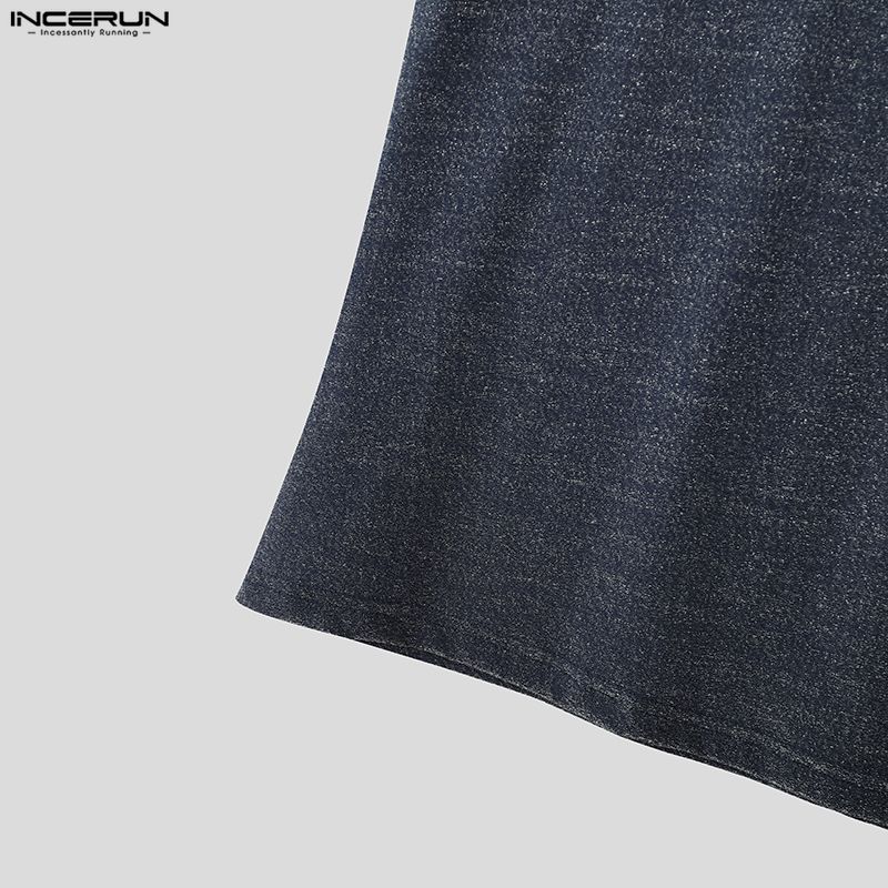 INCERUN Summer Men Mockneck Sleeveless Shiny Casual Tank Tops Vest