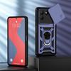 KEYSION Shockproof Armor Case for TECNO POVA 7 4G Slide Camera Lens Protection Metal Ring Stand Phone Back Cover for TECNO Pova7
