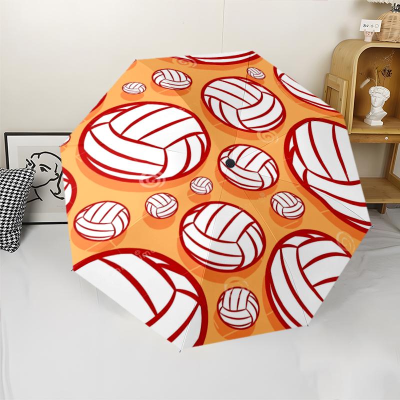 volleyball Theme Automatic Umbrella, Lightweight & Portable, 8 Rib, Perfect for Outdoor Travel, Birthdays, Christmas, Gifts.