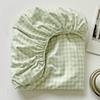 Green 1Pc Bed Sheet With Elastic Striped Fitted Sheet Skin-Friendly Brushed Bed Cover QueenKing Size