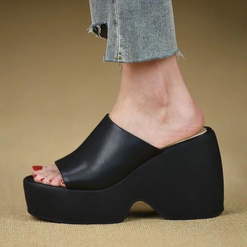 

Fashion Women s Platform Wedges Slippers 2025 Fashion Super High Heeled Casual Slippers Women Summer Solid Shoes New Open Toe Slippers 34
