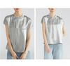 Chinese Style Silk Satin Mandarin Collar Blouse - Women's Summer Tie-Up Raglan Sleeve Top