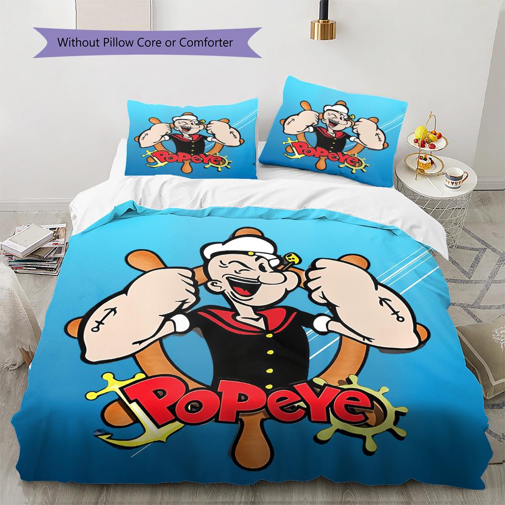 Popeye the Sailor Man  Pattern Bedding Quilt Set  Home Decoration  Gift (1 * Duvet Cover + 2 * Pillowcase  Without Core)