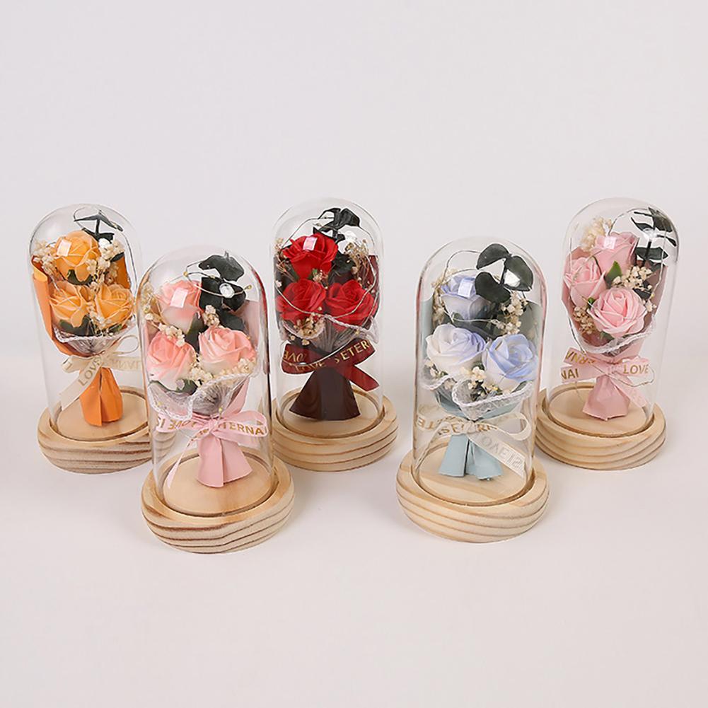 Valentines Rose Birthday Gifts For Women, Artificial Flower Light Up Rose In Glass Cover Decorative Gift For Wife Mom Best Friend Girlfriend Grandma
